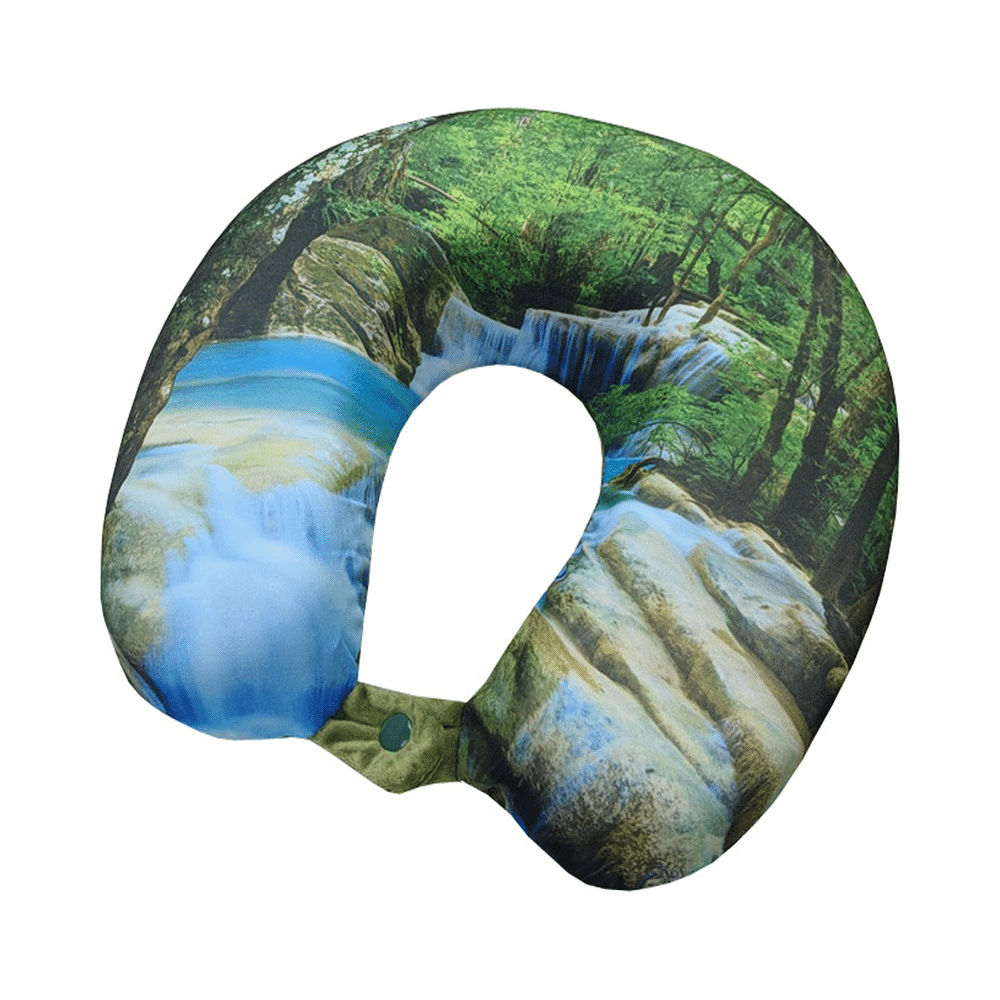 Viaggi Super Soft Memory Foam Neck Pillow Green Forest - Image 3