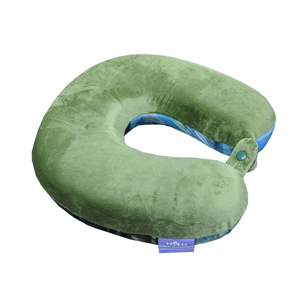 Viaggi Super Soft Memory Foam Neck Pillow Green Forest - Image 2