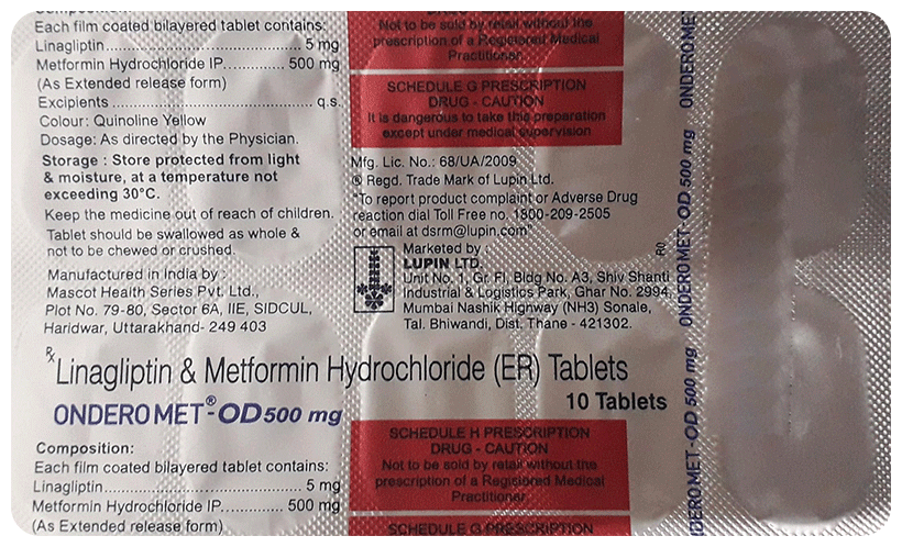 Ondero Met-OD 500 mg Tablet - Image 1