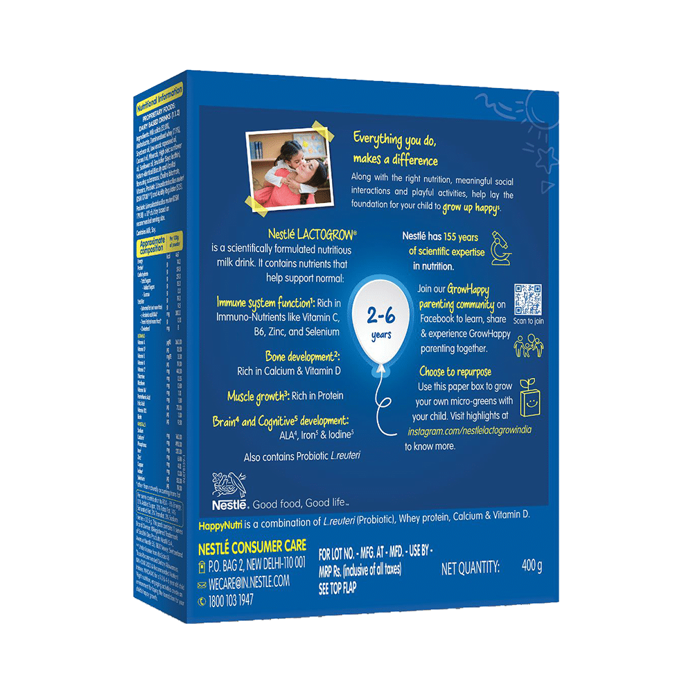 Nestle Lactogrow Nutritious Milk Drink (2 to 6 Years)  Flavour Biscuity and Vanilla - Image 4