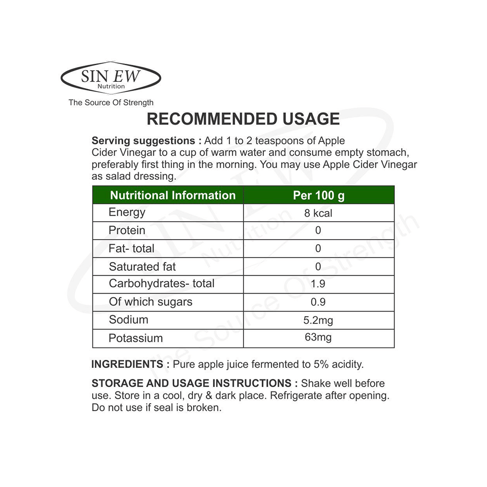 Sinew Nutrition Raw Apple Cider Vinegar - Image 2