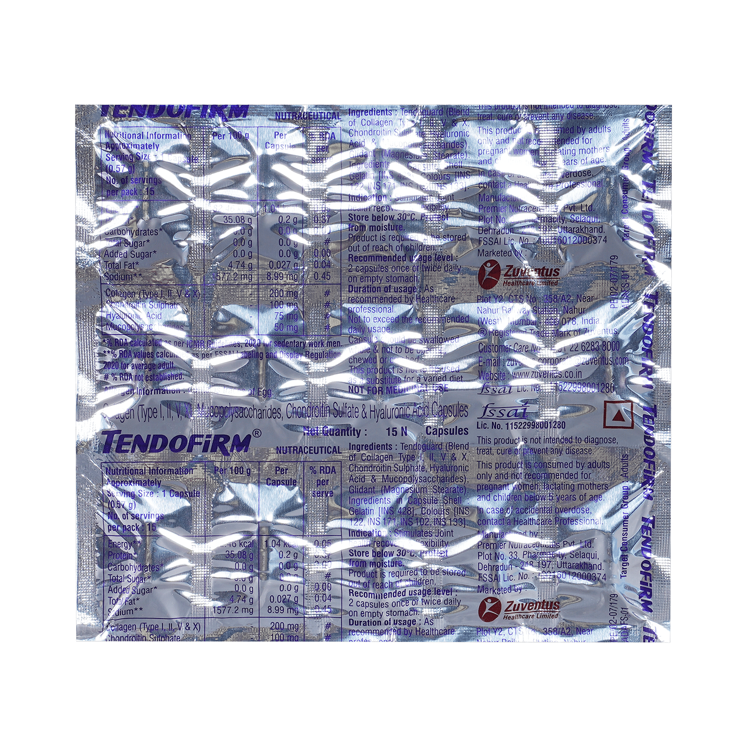 Tendofirm Capsule with Collagen, Chondroitin, Mucopolysaccharide & Hyaluronic Acid - Image 4