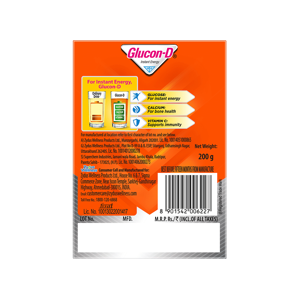 Glucon-D with Glucose, Calcium, Vitamin C & Sucrose | Nutrition Booster Tangy Orange - Image 3