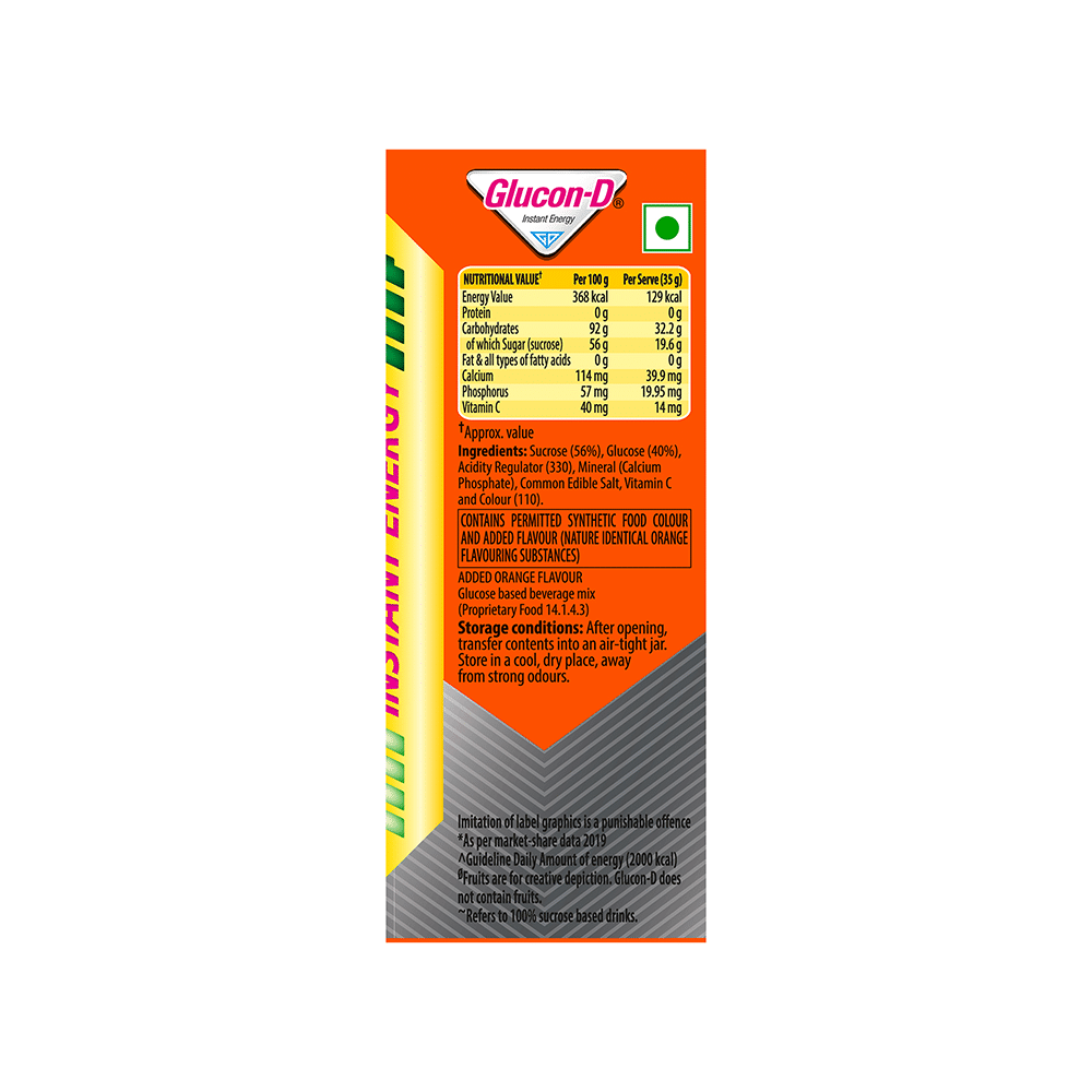 Glucon-D with Glucose, Calcium, Vitamin C & Sucrose | Nutrition Booster Tangy Orange - Image 5