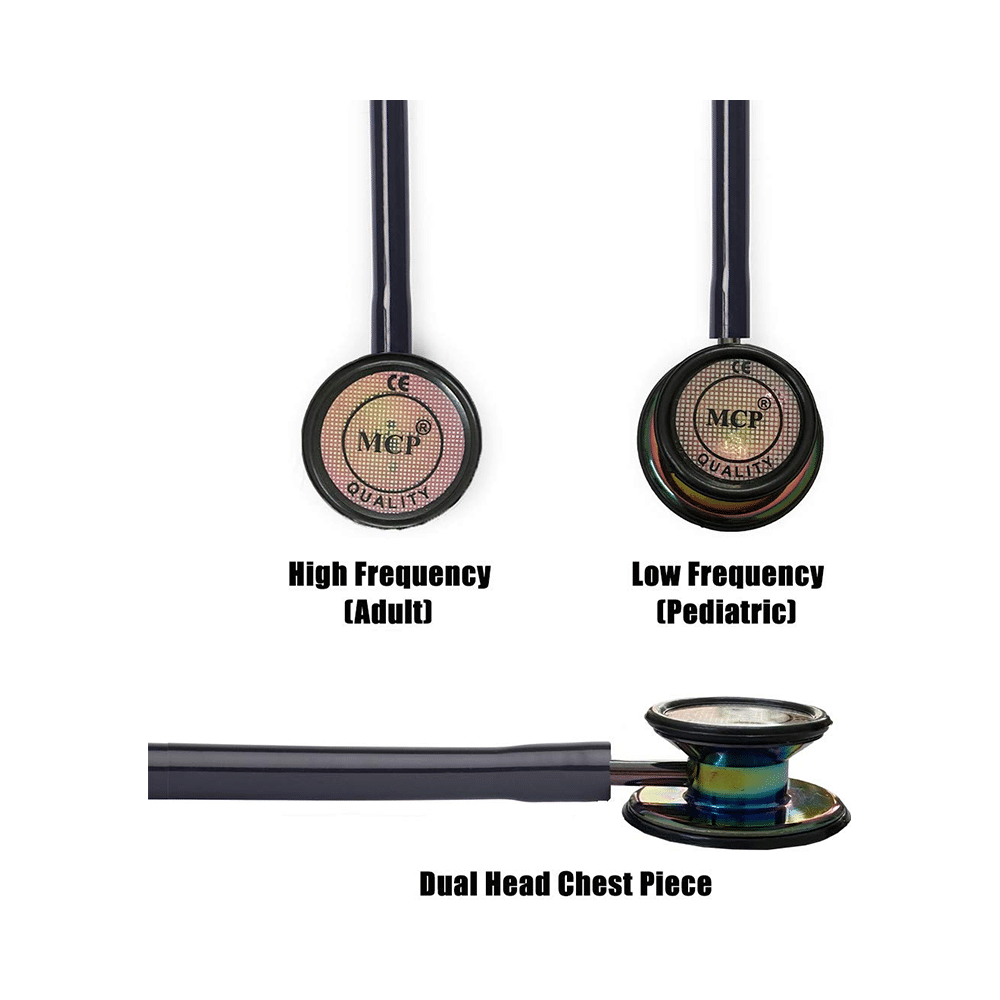 MCP Premium Quality Rainbow-Finish Chest-Piece Stethoscope Black - Image 2