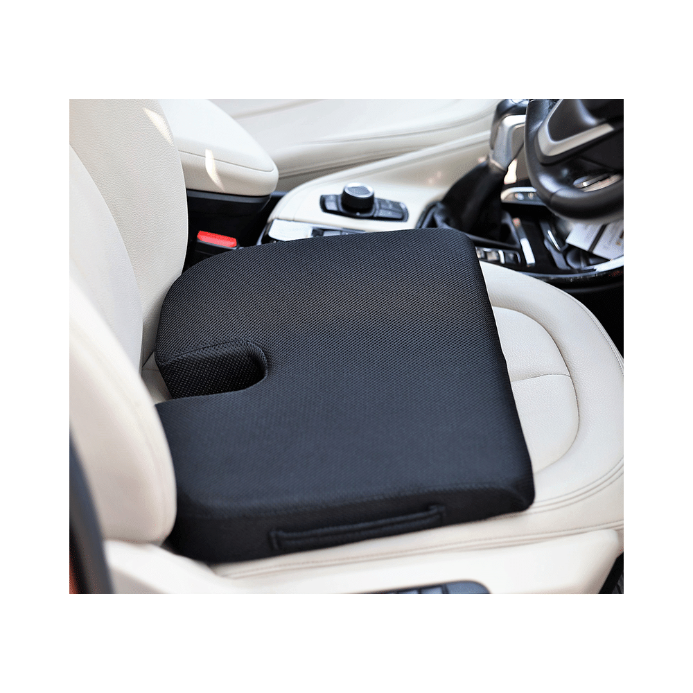 Fovera Car Seat Memory Foam Orthopedic U-Cut Out Wedge Cushion Medium Mesh Black - Image 2