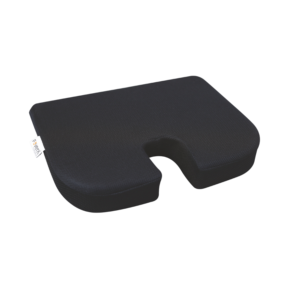 Fovera Car Seat Memory Foam Orthopedic U-Cut Out Wedge Cushion Medium Mesh Black - Image 1