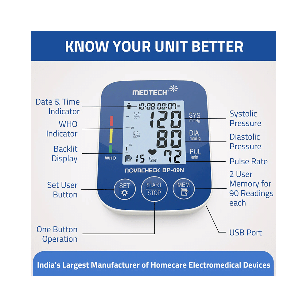 Medtech BP 09N Novacheck BP Monitor with Backlight - Image 4