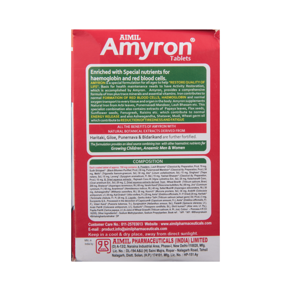 Aimil Amyron Tablet for Healthy Haemoglobin & Red Blood Cells - Image 3