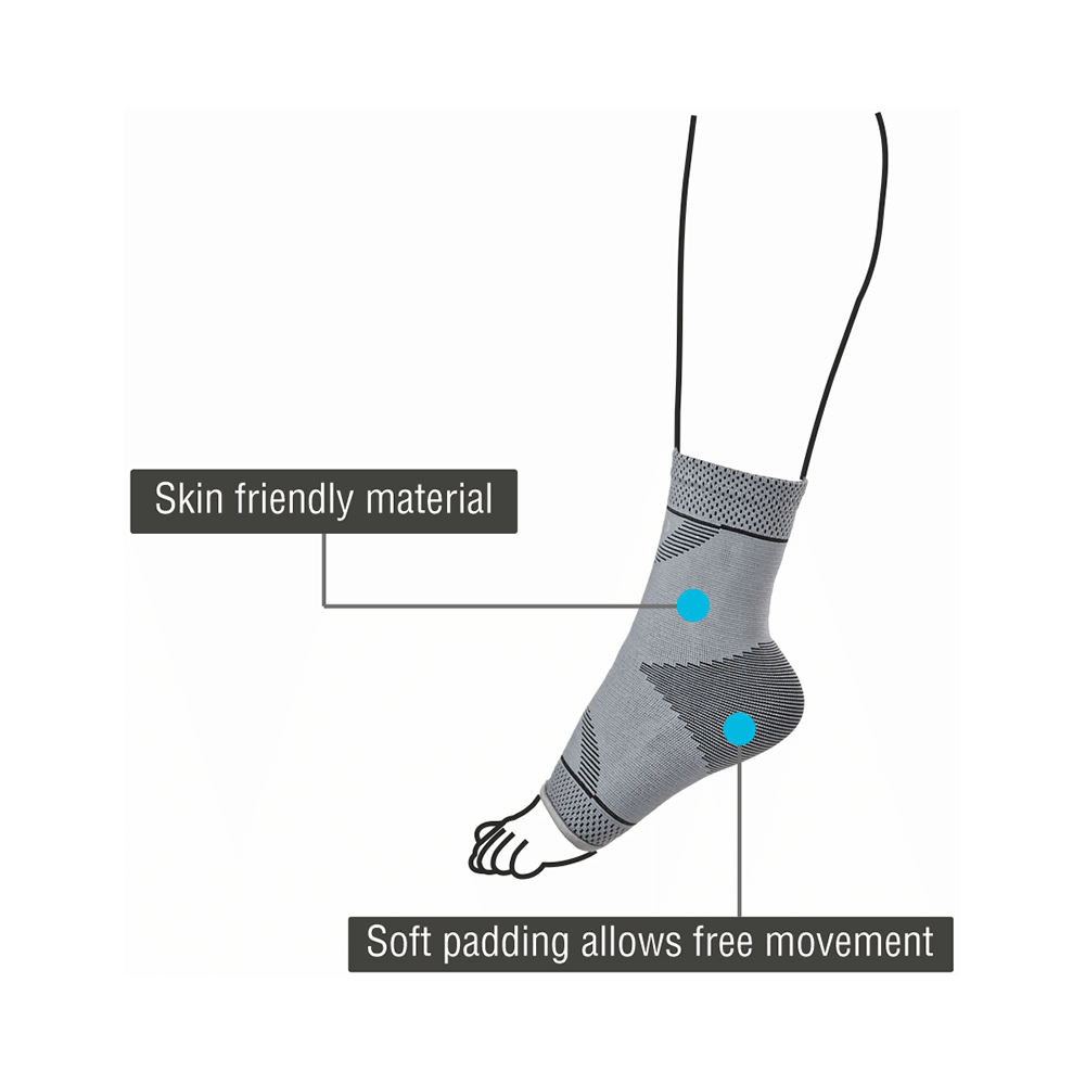 Vissco 2D Ankle Support, Stretchable Ankle Support for Injured Ankles, Arthritic Pain Grey Small - Image 3