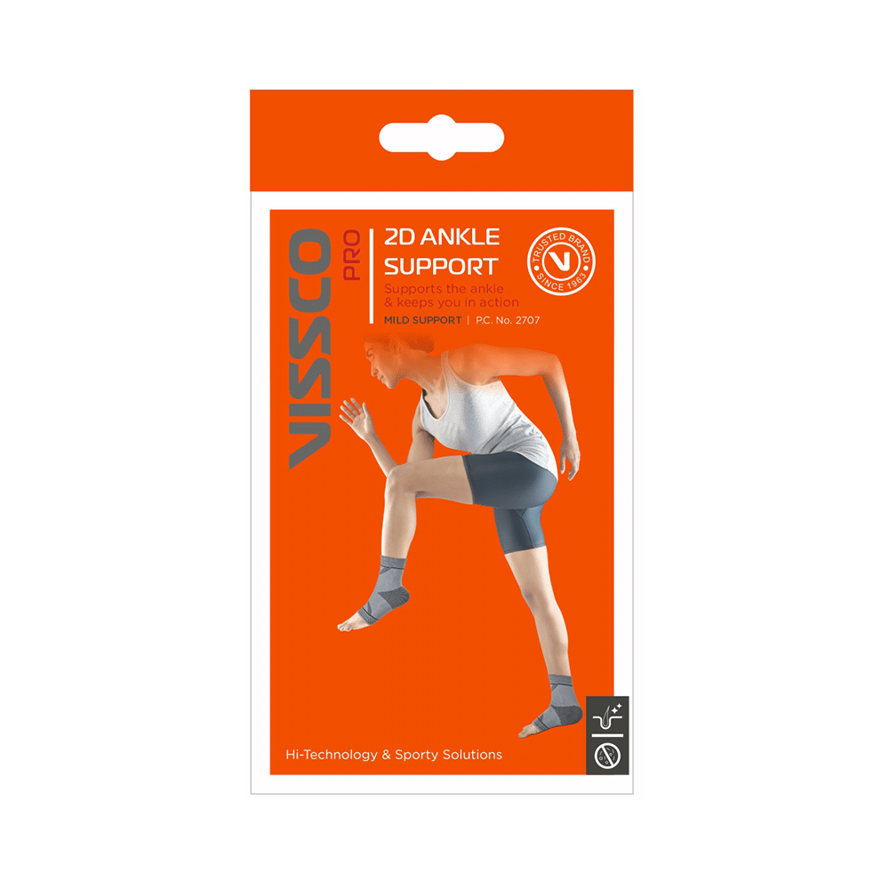 Vissco 2D Ankle Support, Stretchable Ankle Support for Injured Ankles, Arthritic Pain Grey Small - Image 2