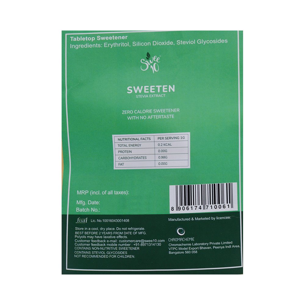 Swee10 Natural Stevia Sweetener Powder | Sugar Free | Zero Calorie Sugar Substitute - Image 3