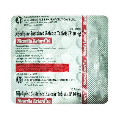 Nicardia Retard 10mg Tablet 