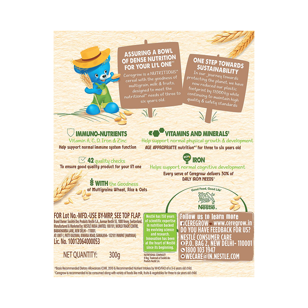 Nestle Ceregrow Multigrain Cereal with Milk & Fruits (from 3 to 6 Years) | For Immunity & Nutrition - Image 2