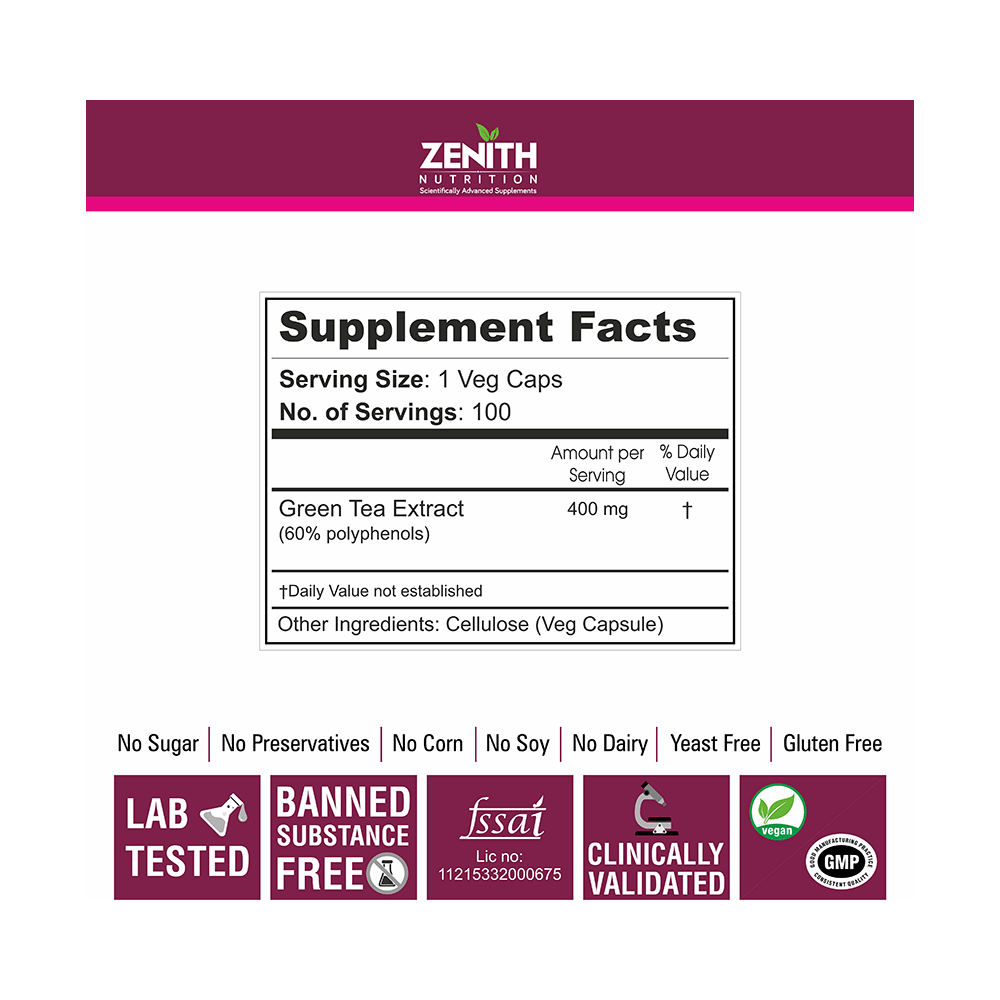 Zenith Nutrition Green Tea Extract 400mg Capsule - Image 5
