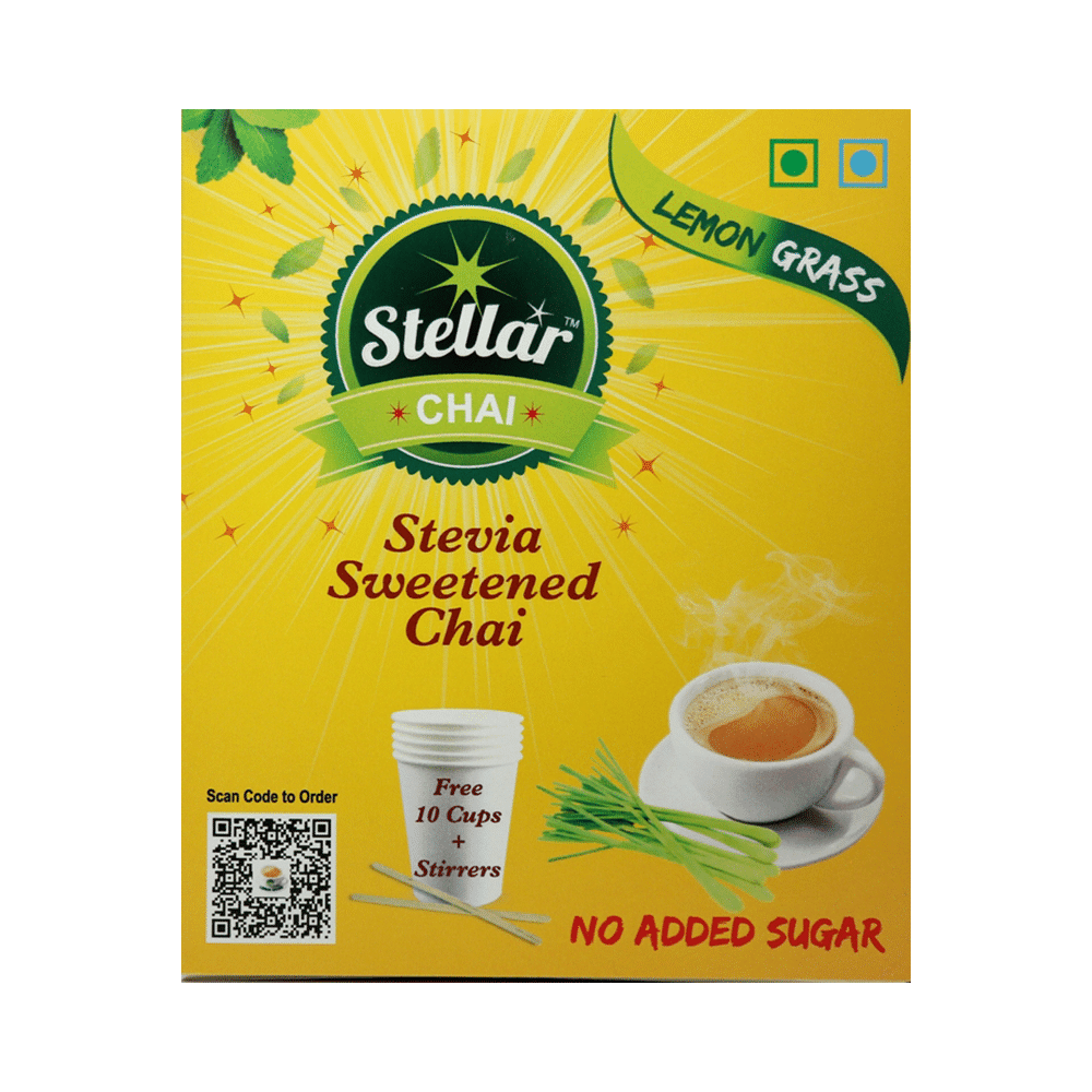 Steller Stevia Sweetened Chai with 10 Cups + Stirrers Free Lemon Grass