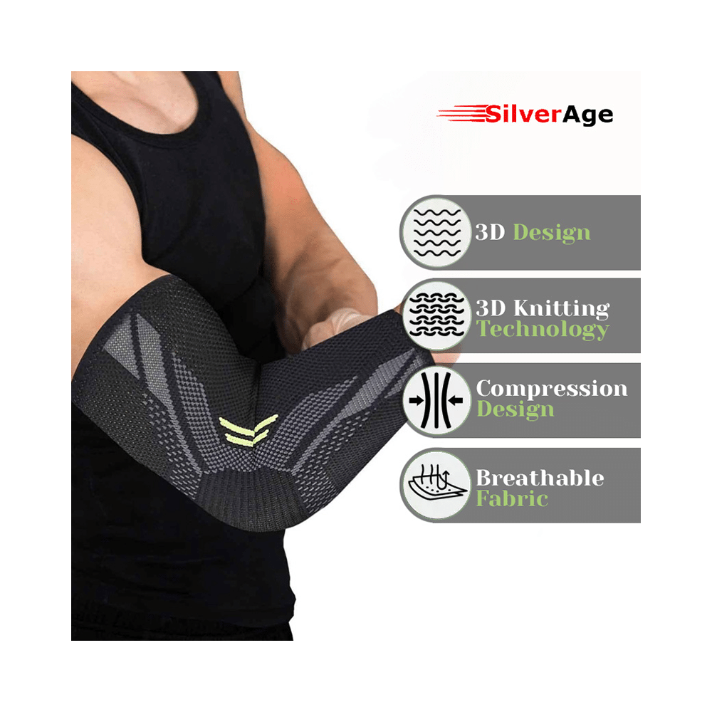 Haxor SilverAge Designer Elbow Support Black Small - Image 2