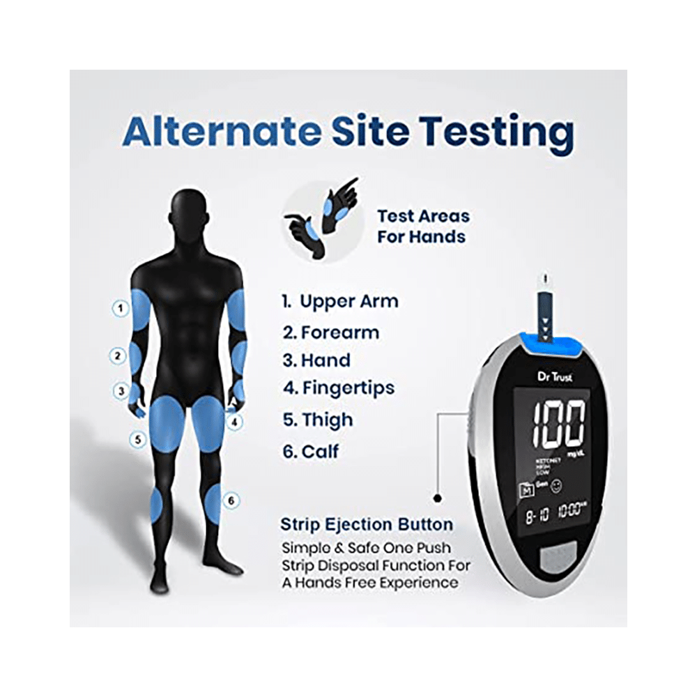 Dr Trust USA Gold Standard Blood Glucose Monitoring System Glucometer with 60 Test Strip - Image 5