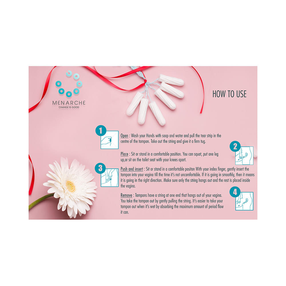 Menarche 100% Organic Cotton Tampons (20 Each) Regular Flow - Image 2