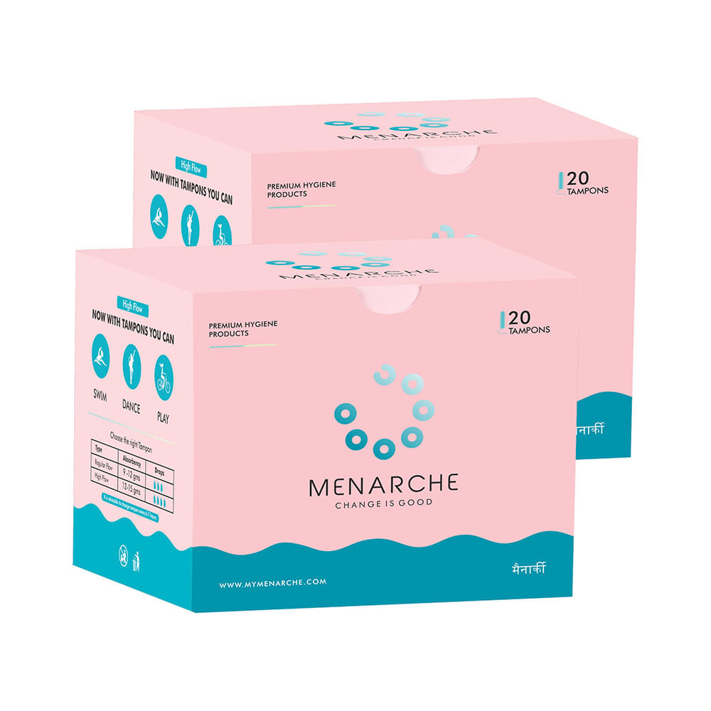 Menarche 100% Organic Cotton Tampons (20 Each) Regular Flow - Image 1