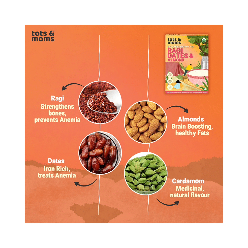 Tots and Moms Organic Instant Mix 8 Month+ Ragi Dates & Almond - Image 5