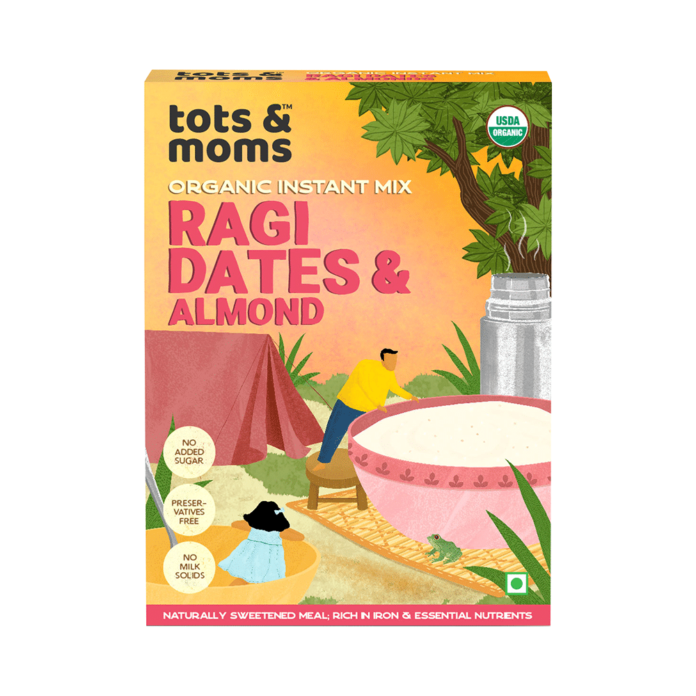 Tots and Moms Organic Instant Mix 8 Month+ Ragi Dates & Almond - Image 1