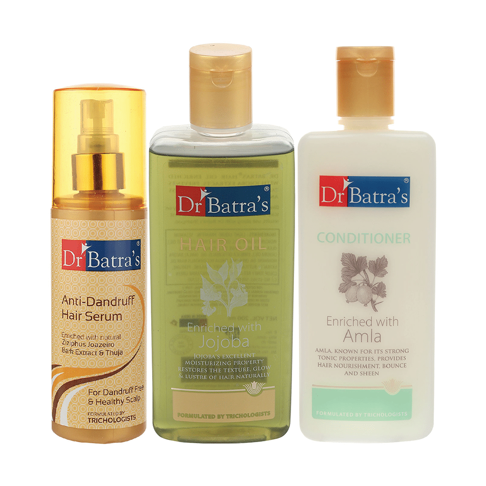 Dr Batra's Combo Pack of Anti-Dandruff Hair Serum 125ml, Hair Oil 200ml and Conditioner 200ml - Image 1
