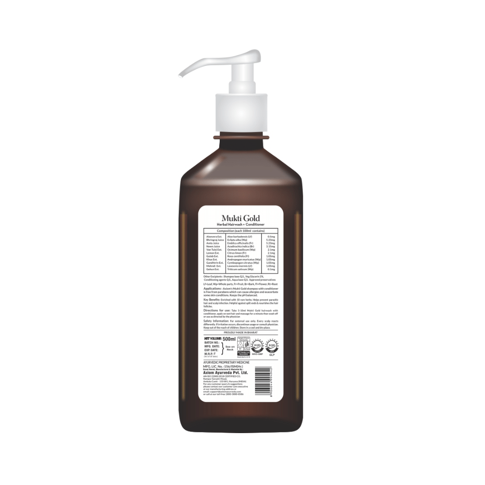 Axiom Mukti Gold Herbal Hairwash Shampoo | Helps Strengthen Hair Roots | Suitable for All Hair Types - Image 2