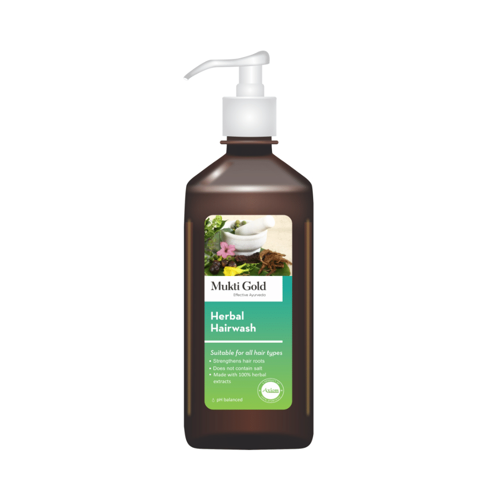 Axiom Mukti Gold Herbal Hairwash Shampoo | Helps Strengthen Hair Roots | Suitable for All Hair Types - Image 1