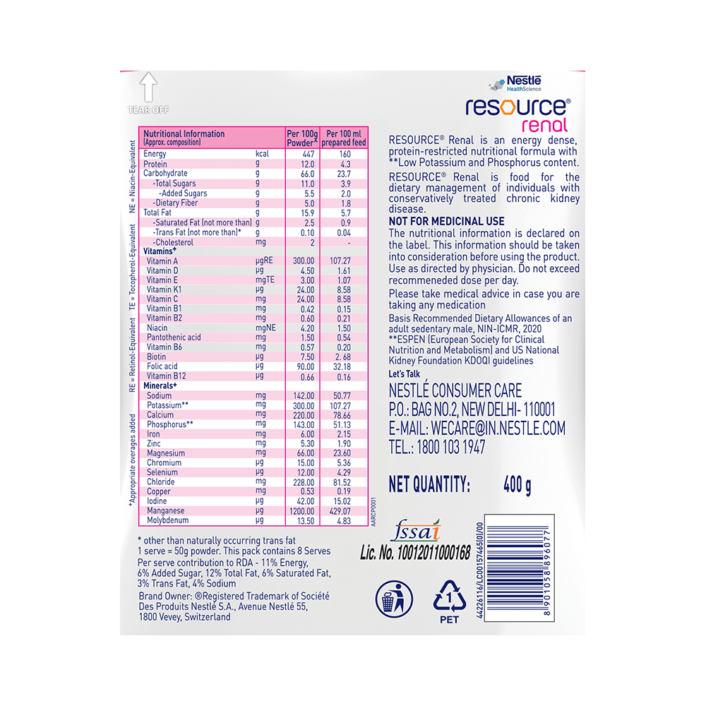 Nestle HealthScience Resource Renal Supplement with Protein & Electrolytes | Flavour Vanilla - Image 3