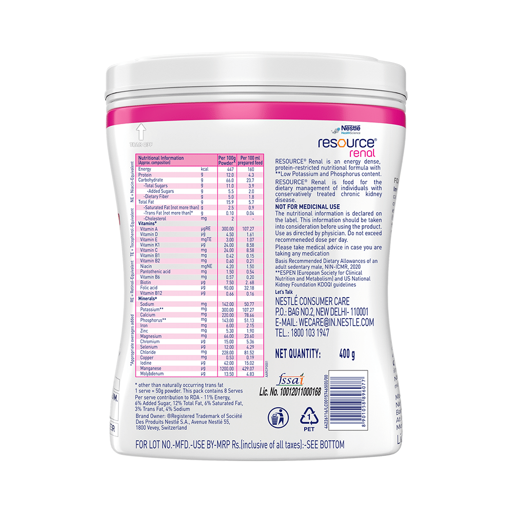 Nestle HealthScience Resource Renal Supplement with Protein & Electrolytes | Flavour Vanilla - Image 2
