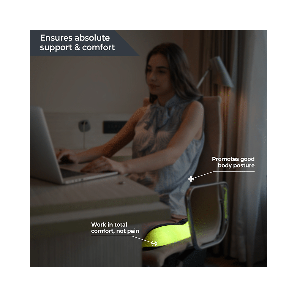 Sleepsia Orthopedic Coccyx Cushion Tailbone Support & Lower Back Lumbar Support Pillow Black & Green - Image 7