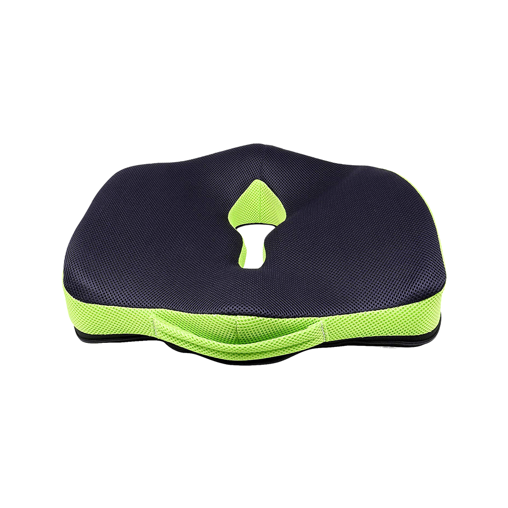 Sleepsia Orthopedic Coccyx Cushion Tailbone Support & Lower Back Lumbar Support Pillow Black & Green - Image 1