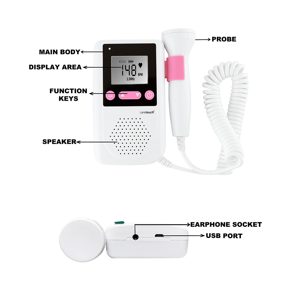 Caretouch Professional Portable Parental Baby Heartrate Detection Monitor Fetal Doppler - Image 5