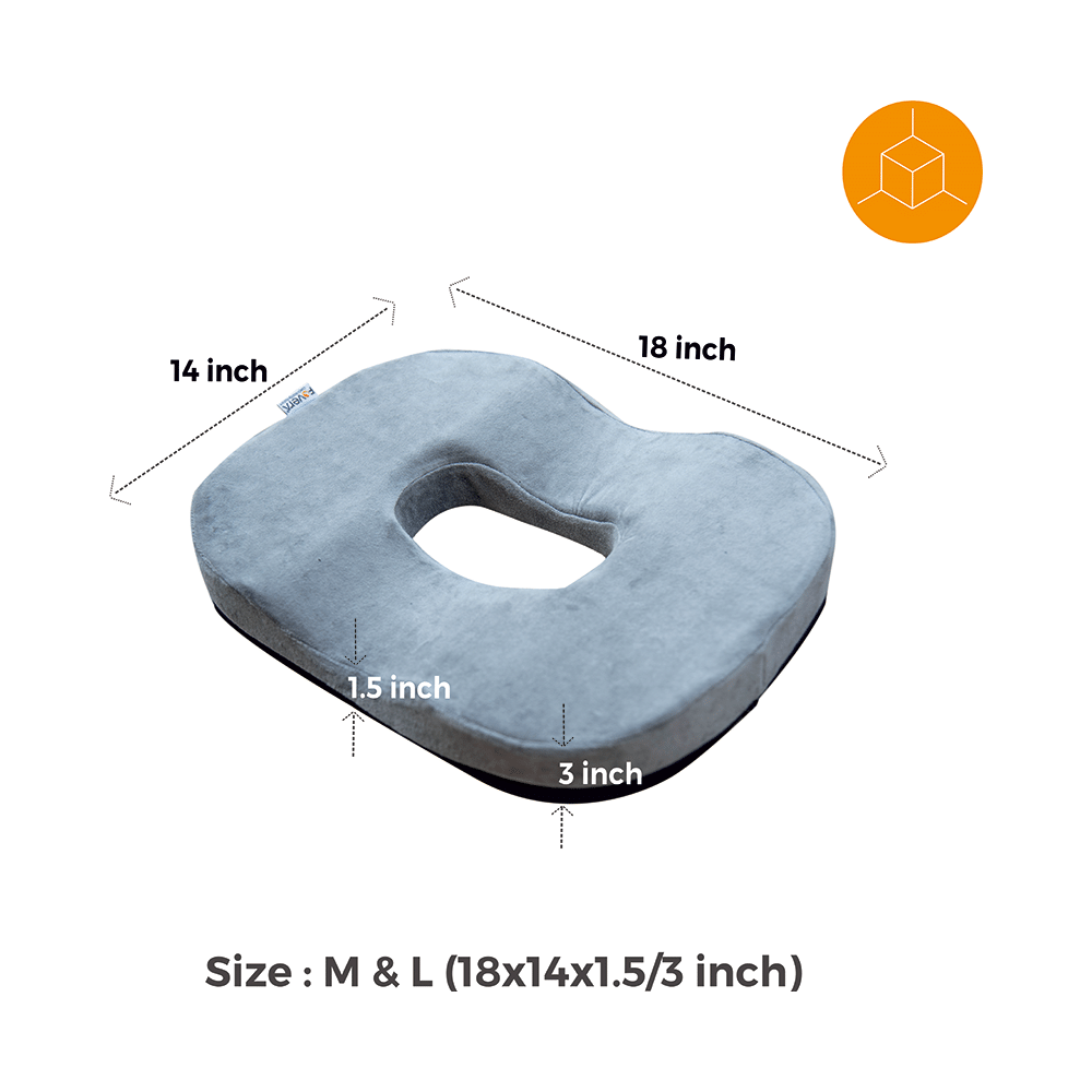 Fovera Orthopedic Donut Seat Velour Grey Large Cushion - Image 3