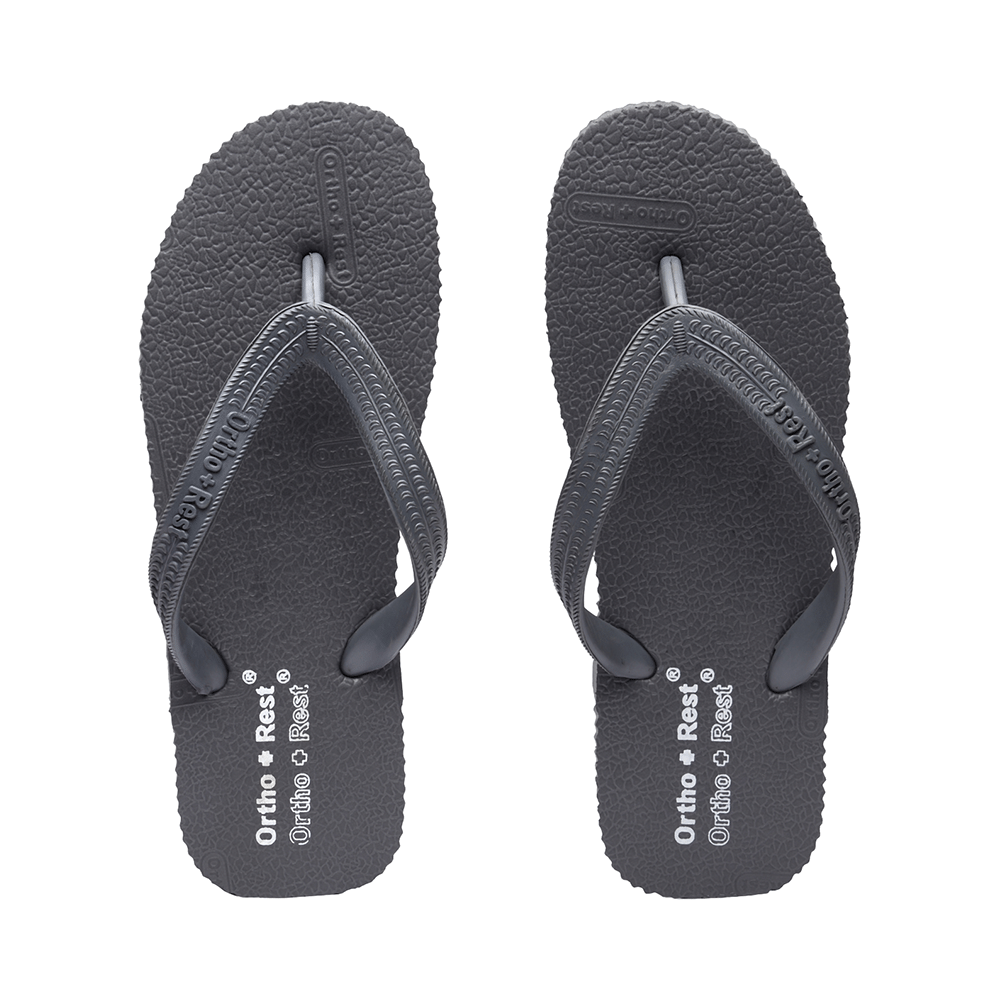 Ortho + Rest Unisex Hawaii Chappal Orthopedic Comfort, Bathroom Rubber Flip-Flops Grey 4 - Image 2