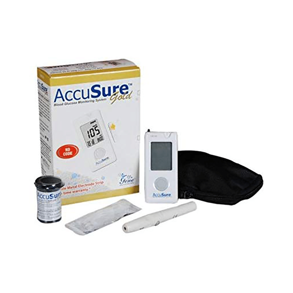 AccuSure Gold Blood Glucose Monitoring System Glucometer with 25 Test Strips - Image 1
