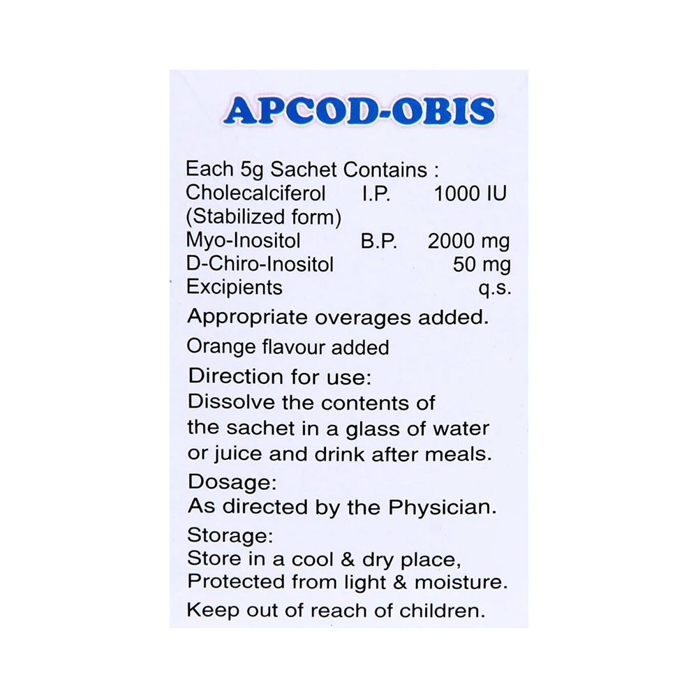 Apcod Obis Sachet with Myoinositol, D-Chiro-Inositol & Cholecalciferol - Image 5