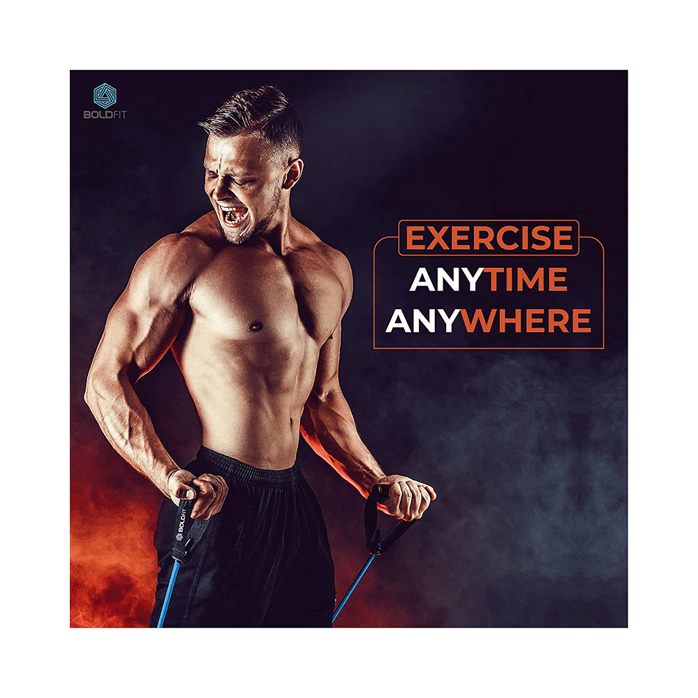 Boldfit Resistance Tube with Foam Handles, Door Anchor for Exercise & Stretching Blue 20kg - Image 6