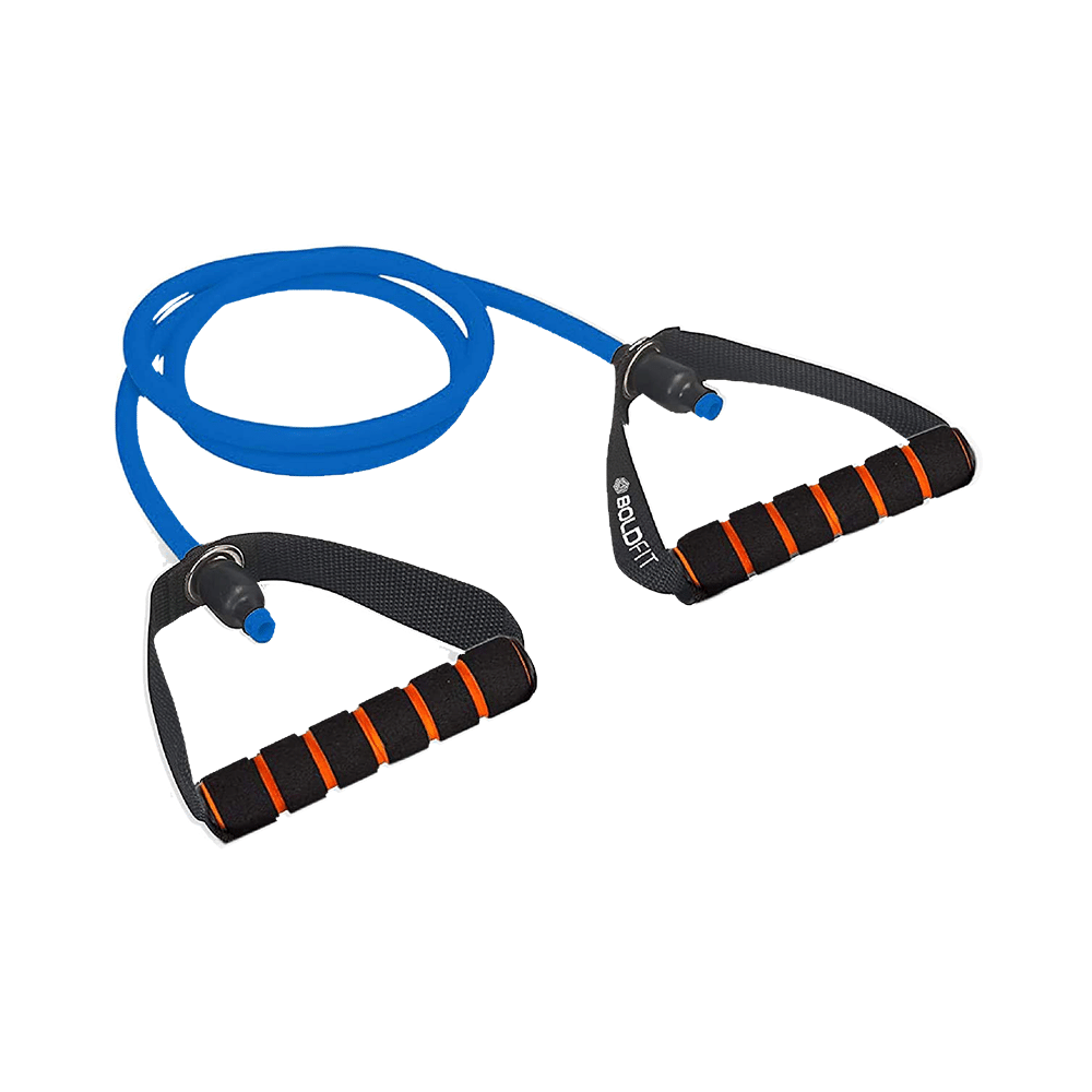 Boldfit Resistance Tube with Foam Handles, Door Anchor for Exercise & Stretching Blue 20kg - Image 1