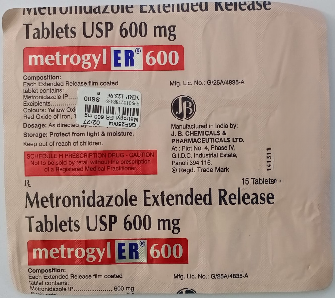 Metrogyl ER 600 Tablet