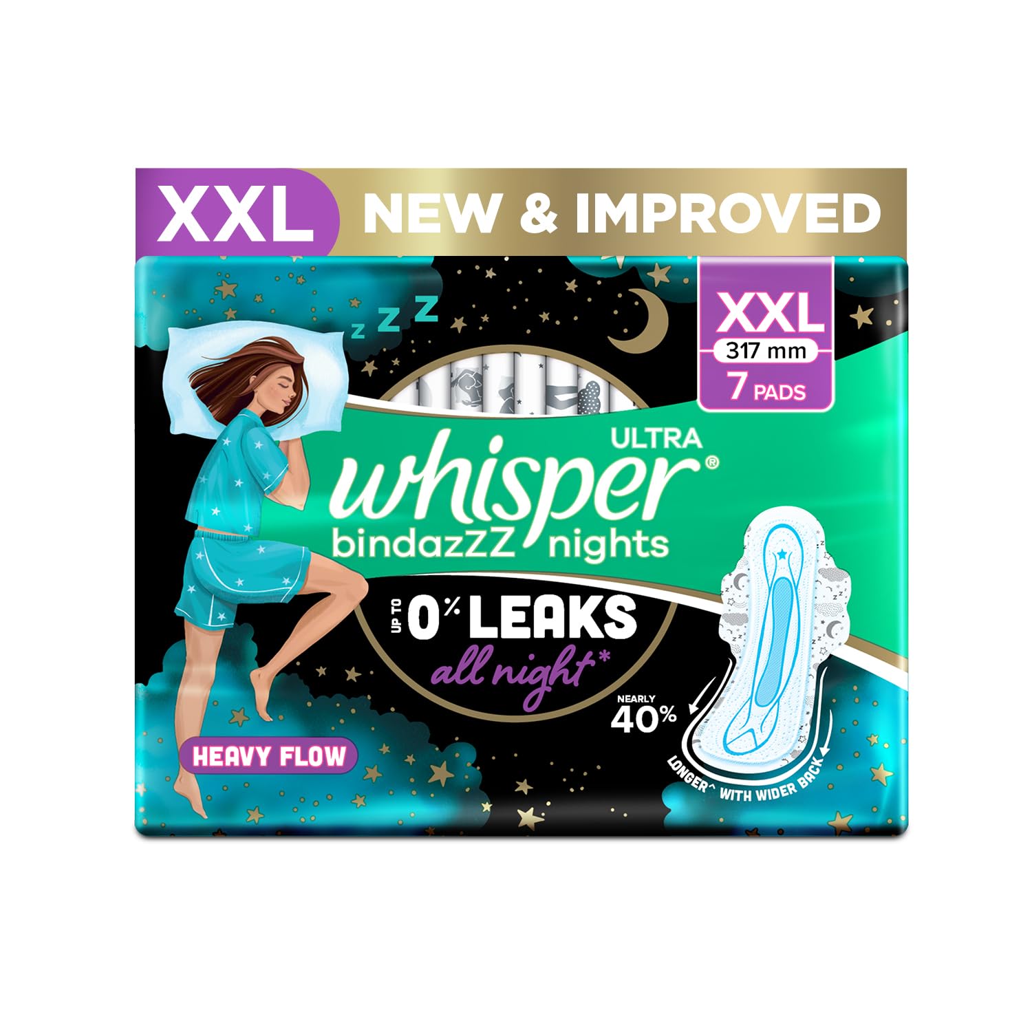 Whisper Ultra Bindazzz Nights XXL Sanitary Pads - Image 1