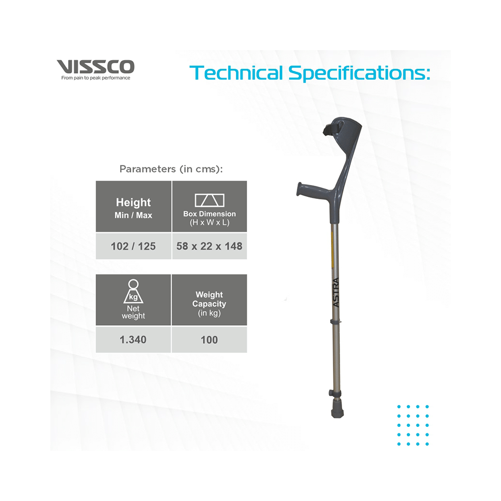 Vissco 0904CA Fixed Handle Astra Max Elbow Crutch Universal - Image 5