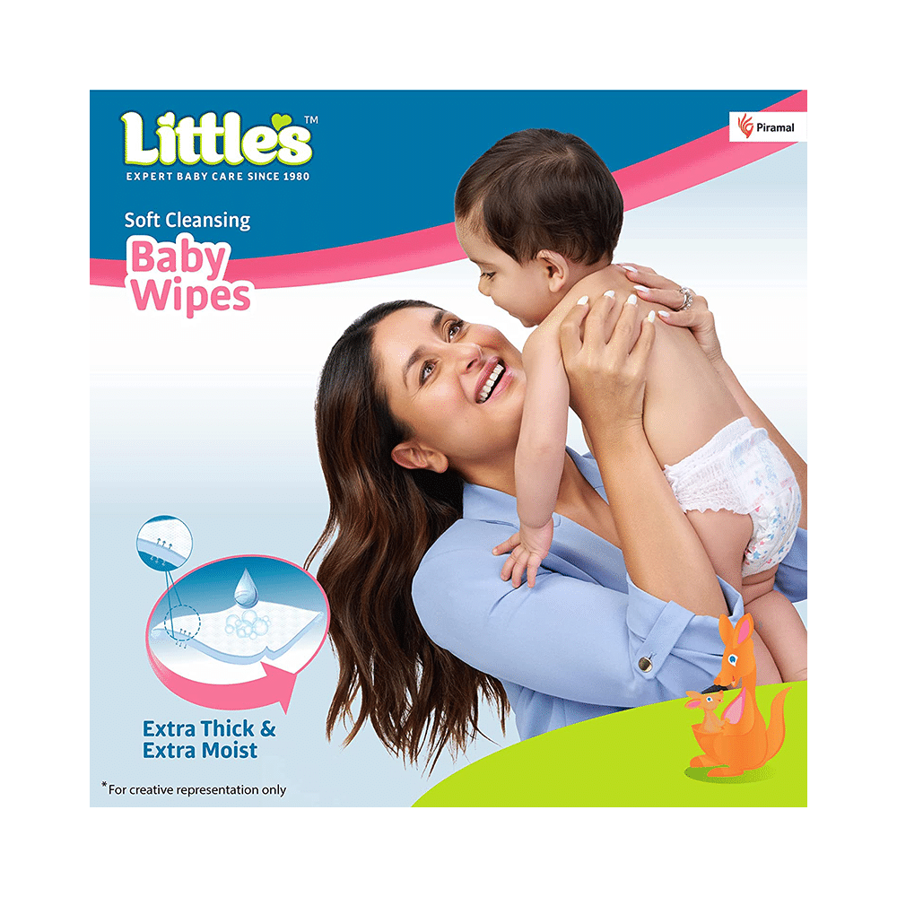 Little's Soft Cleansing Baby Wipes with Lid (80 Each) - Image 2