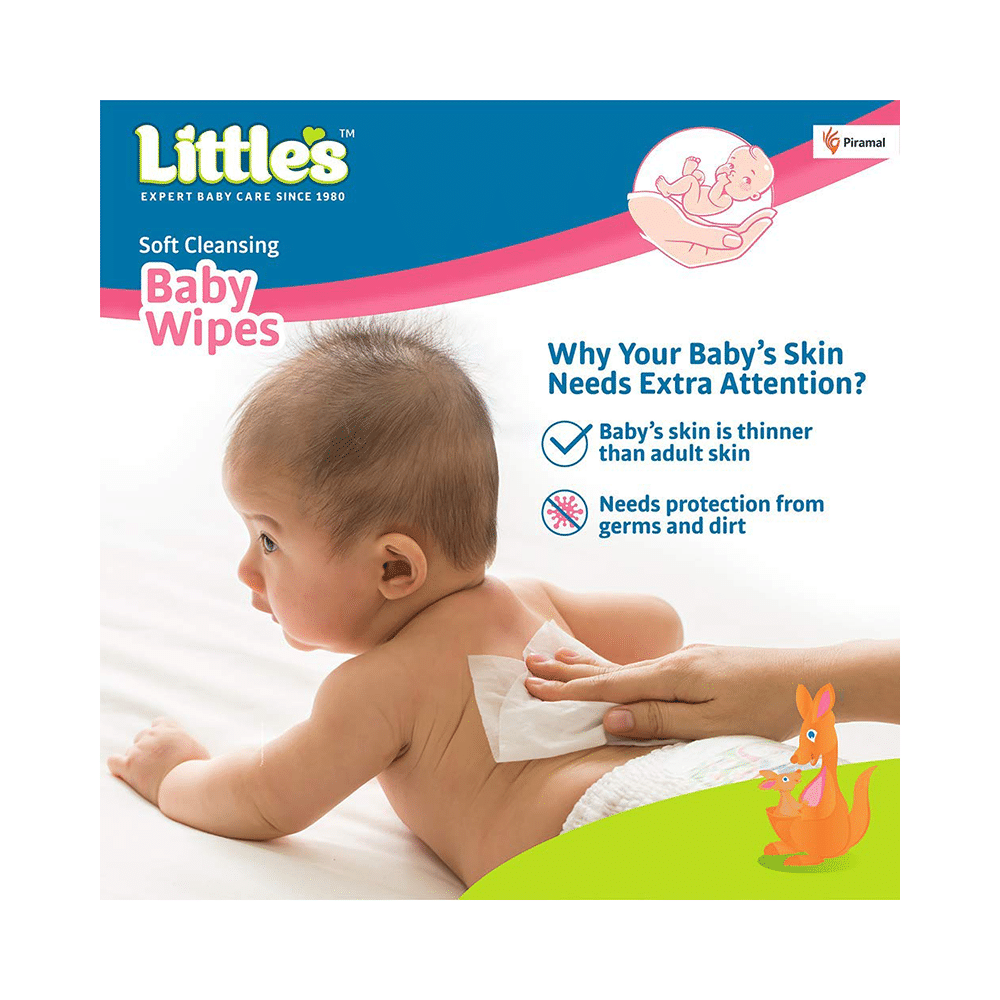 Little's Soft Cleansing Baby Wipes with Lid (80 Each) - Image 3