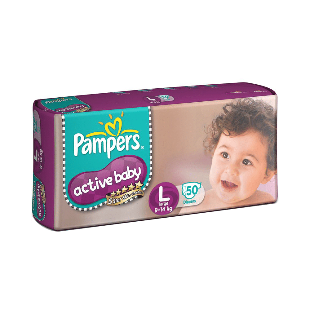 Pampers Active Baby with Comfortable Fit | Size Diaper Large - Image 1