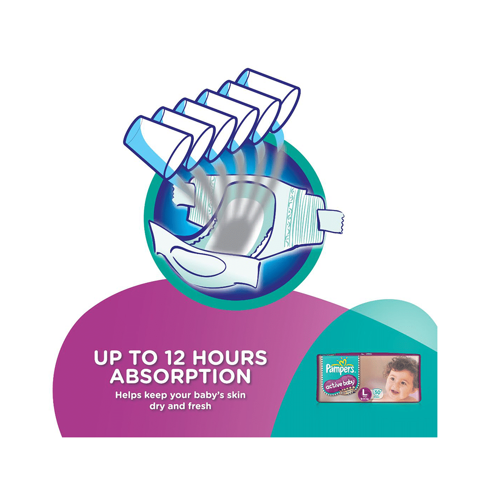 Pampers Active Baby with Comfortable Fit | Size Diaper Large - Image 4