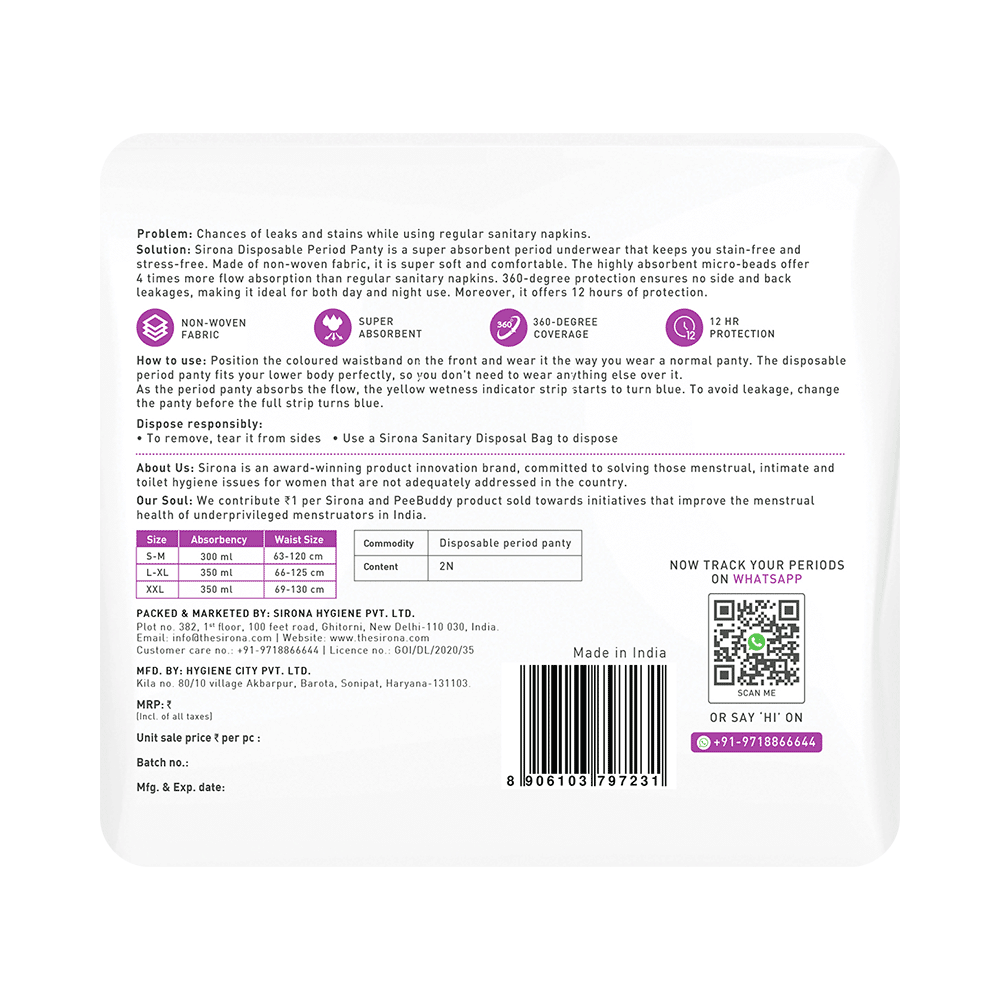 Sirona Disposable Period Panty L-XL - Image 2