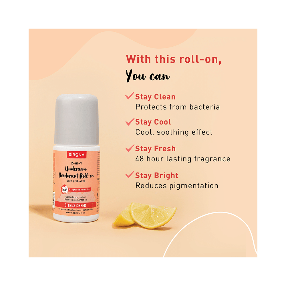 Sirona 2 in 1 Underarm Deodorant Roll-On Citrus Cheer - Image 7