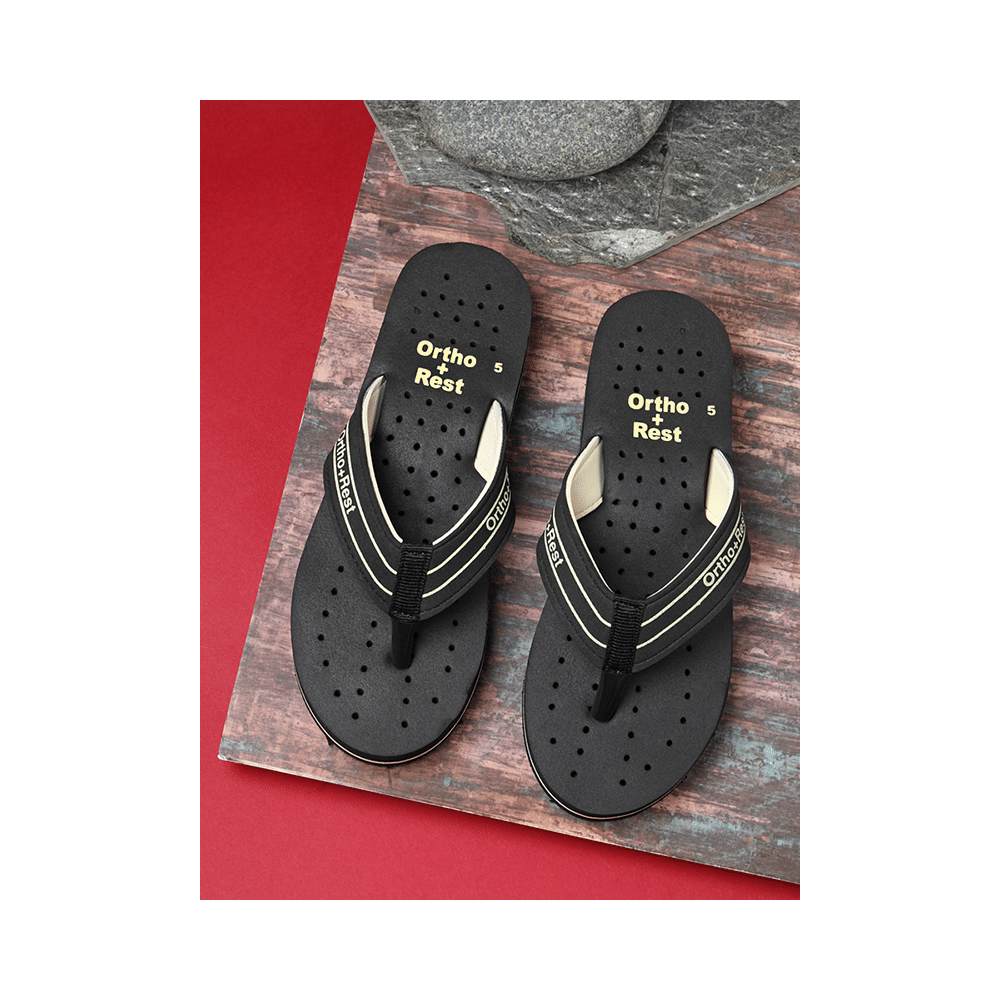 Ortho + Rest L331 Extra Soft Flip Flop Orthopedic Slippers for Women & Girls Black 5 - Image 4